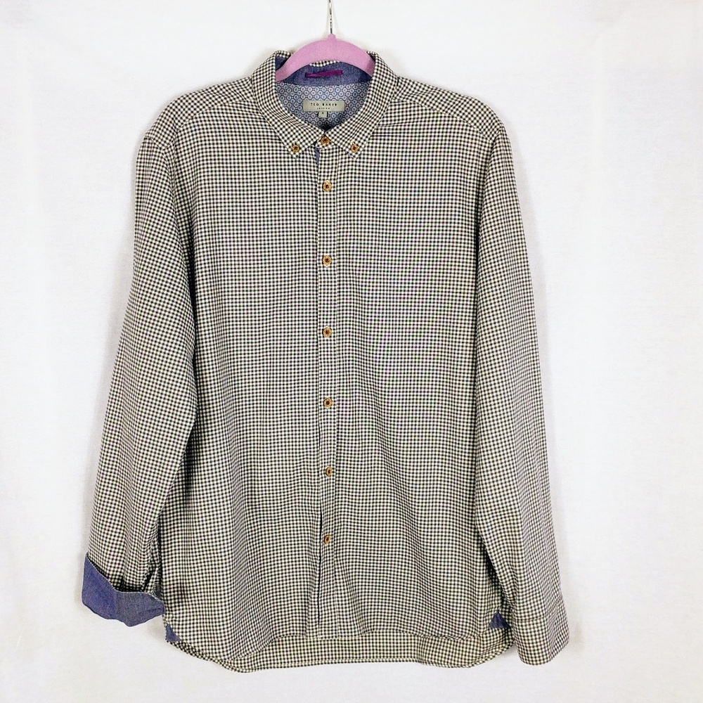 Ted Baker Men's Blue Checkered Button Down Shirt